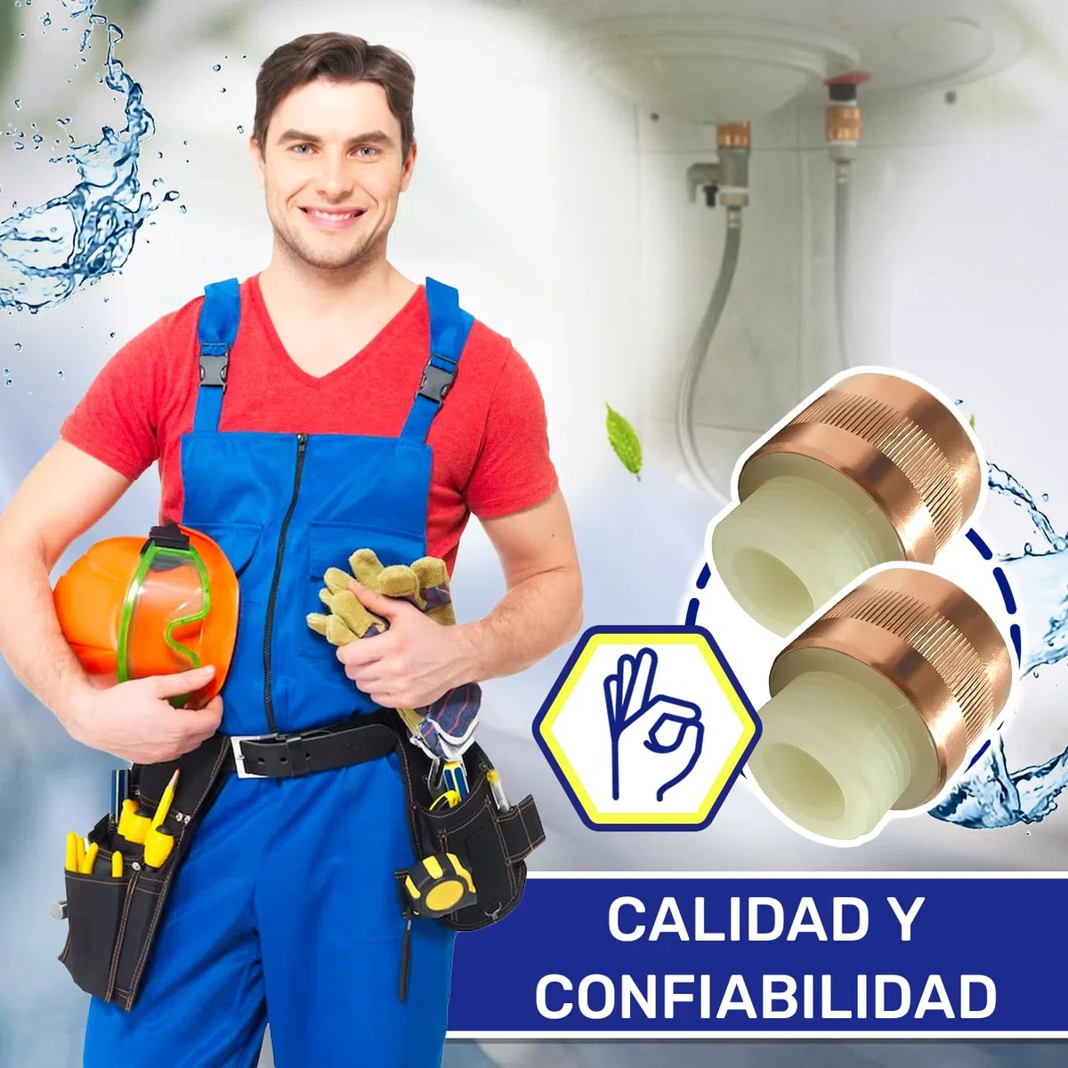 2 Piezas Manguito Electrolitico Termo Antielectrólisis con Rosca Macho y Hembra de 1/2” - Garantía de 10 Años - MONTERAL