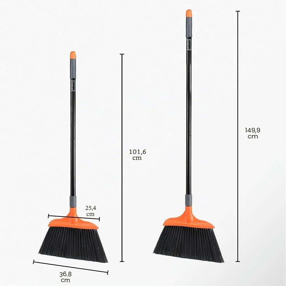 TreeLen Escoba Resistente, Escoba Angular de Mango Largo de 14.5 Pulgadas de Ancho para garajes, Patios, aceras, Cubiertas y Superficies al Aire Libre, hogar, Cocina, habitación,