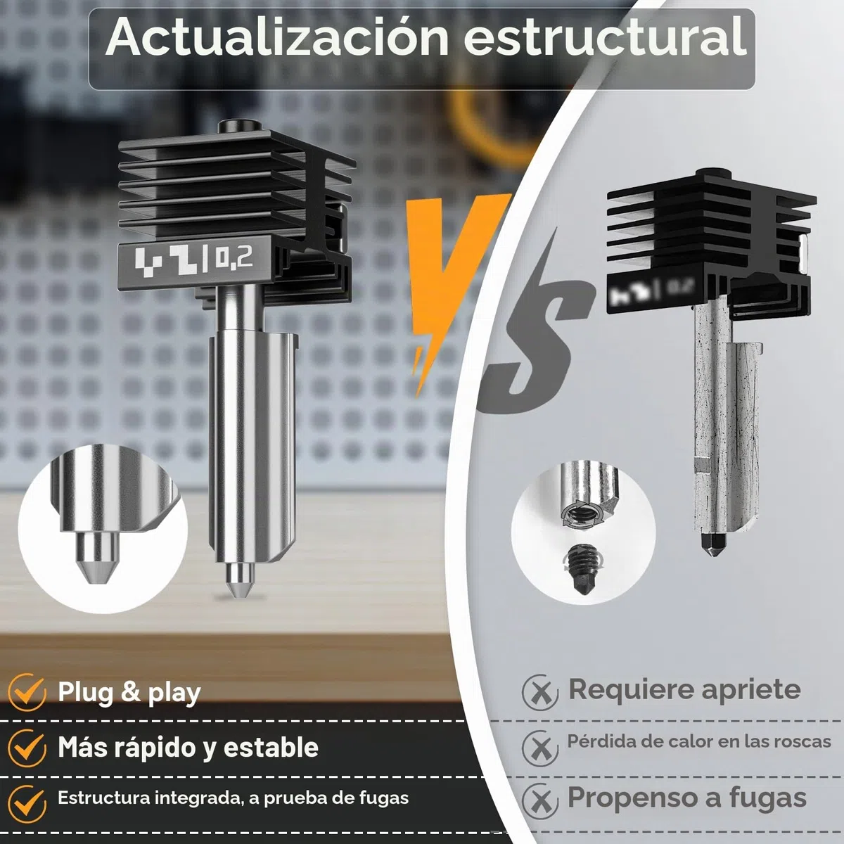 X2D/P2S Alta Velocidad Integrado Quick Swap Hotend, Boquilla Acero Endurecido de 0.2mm Recambio para Hot End Extrusora Alta Temperatura con Cubierta Silicona Compatible with Bambu Lab P2S Impresora 3D