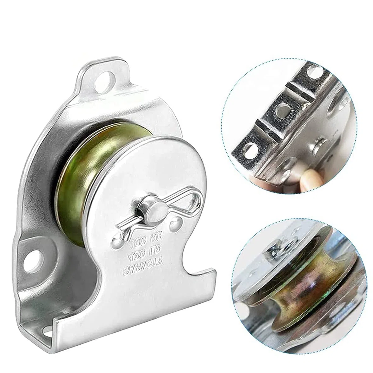 2 Piezas Polea 50.8M con Polea con Rodamiento de Bolas Giratoria de Polea de Gancho Bloque de Polea Única Polea Grúa con Rodamiento Bolas para Cuerdas Interior y Exterior, Capacidad de Carga de 190 Kg