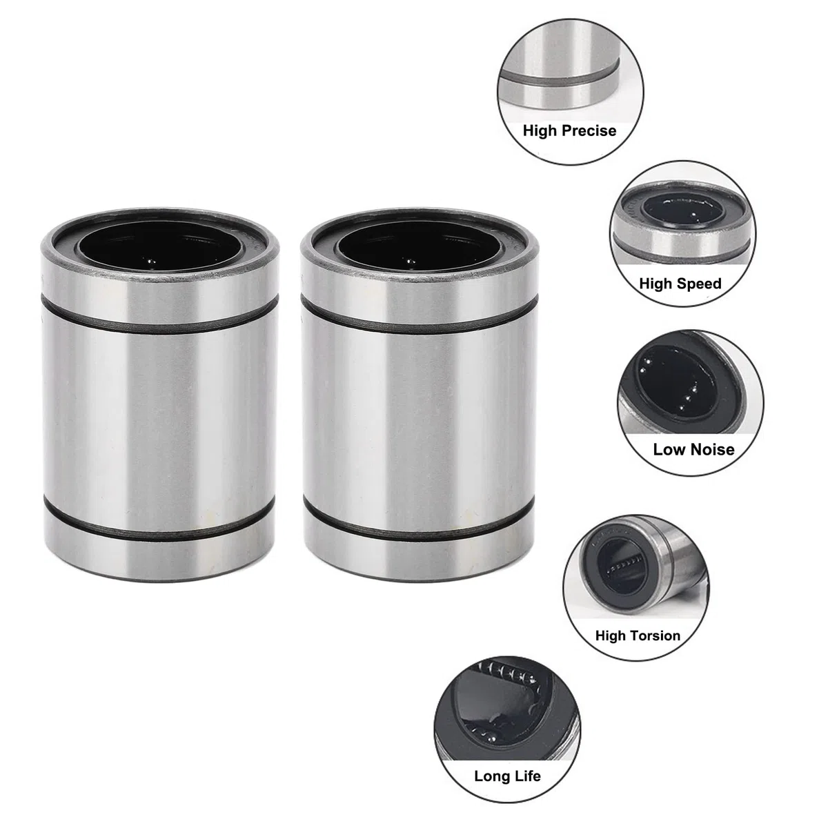 Rodamientos de bolas lineales LM35UU, 2 uds., 35mm ID 52mm OD 70mm de ancho, buje de rodamiento de bolas de eje de movimiento lineal para máquina CNC de impresora 3D