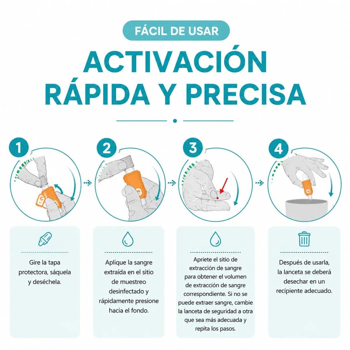 Lancetas de Seguridad Desechables Harmofine 30G | Lancetas Esteriles Universales | Caja 100 Unidades | Uso Diario y Profesional | Compatibles con Dispositivos de Lectura | Diseño Cómodo y Práctico.