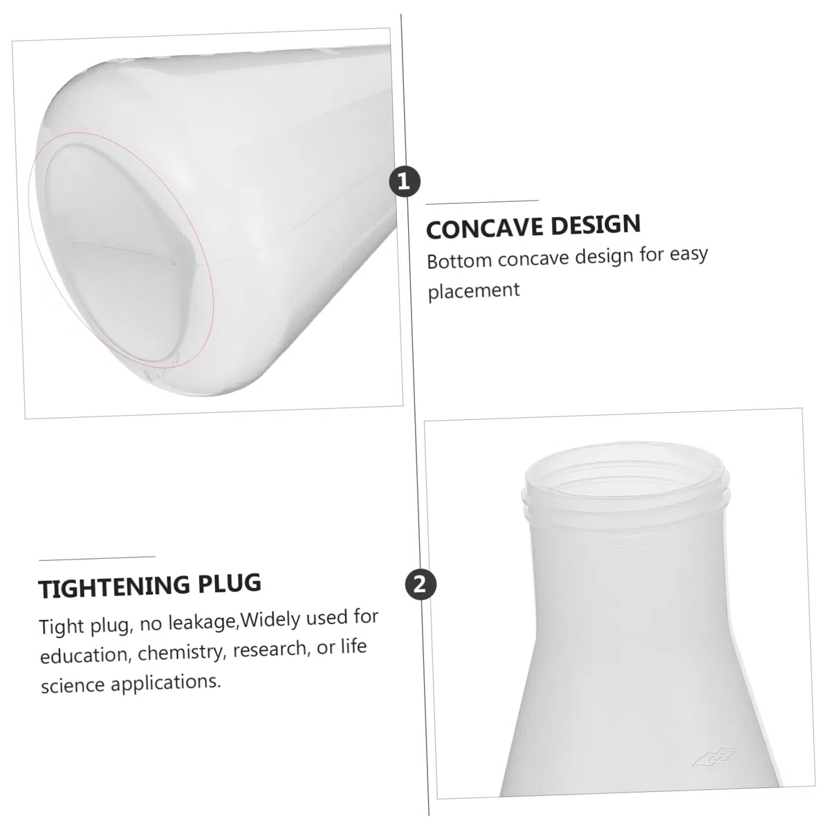 SHOWERORO Matraz De Plástico Cónico Tapa Set De 3 Piezas (100/250/500ml) Matraz De Laboratorio Transparente Para Química y Experimentos