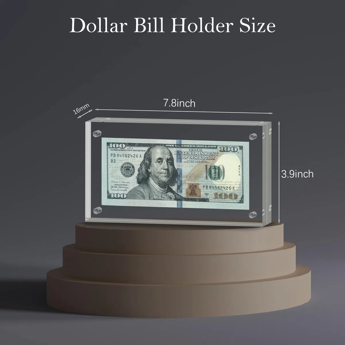 Marco de billetes de dólar acrílico para billetes de dólar de 3.9 x 7.8 pulgadas, marco grueso para exhibición de billetes de dólar, marco magnético para exhibición de billetes de dinero, fotos,