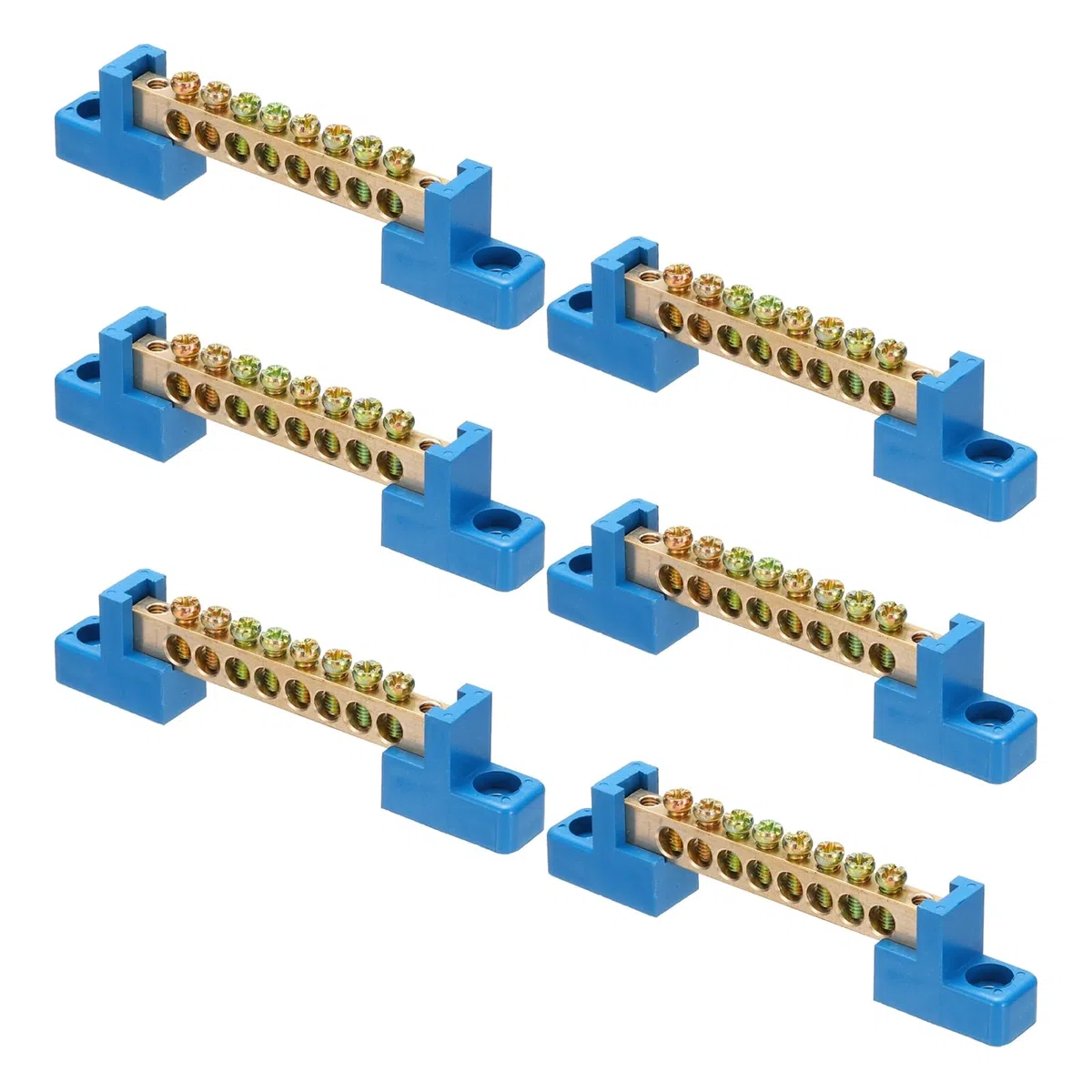 QUARKZMAN 6 Pcs Barra De Puesta A Tierra Terminal De Barra Colectora De Latón 8 Posiciones Bloques De Puesta A Tierra Para Caja Eléctrica, Azul