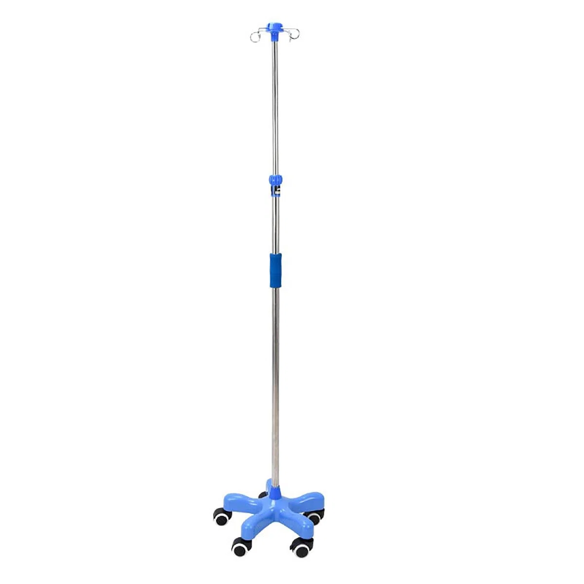 Soporte para Suero Intravenoso de Acero Inoxidable, Soporte para Infusión Portátil con 4 Ganchos para el Hospital y el Hogar, Altura Ajustable (Size : With wheels)