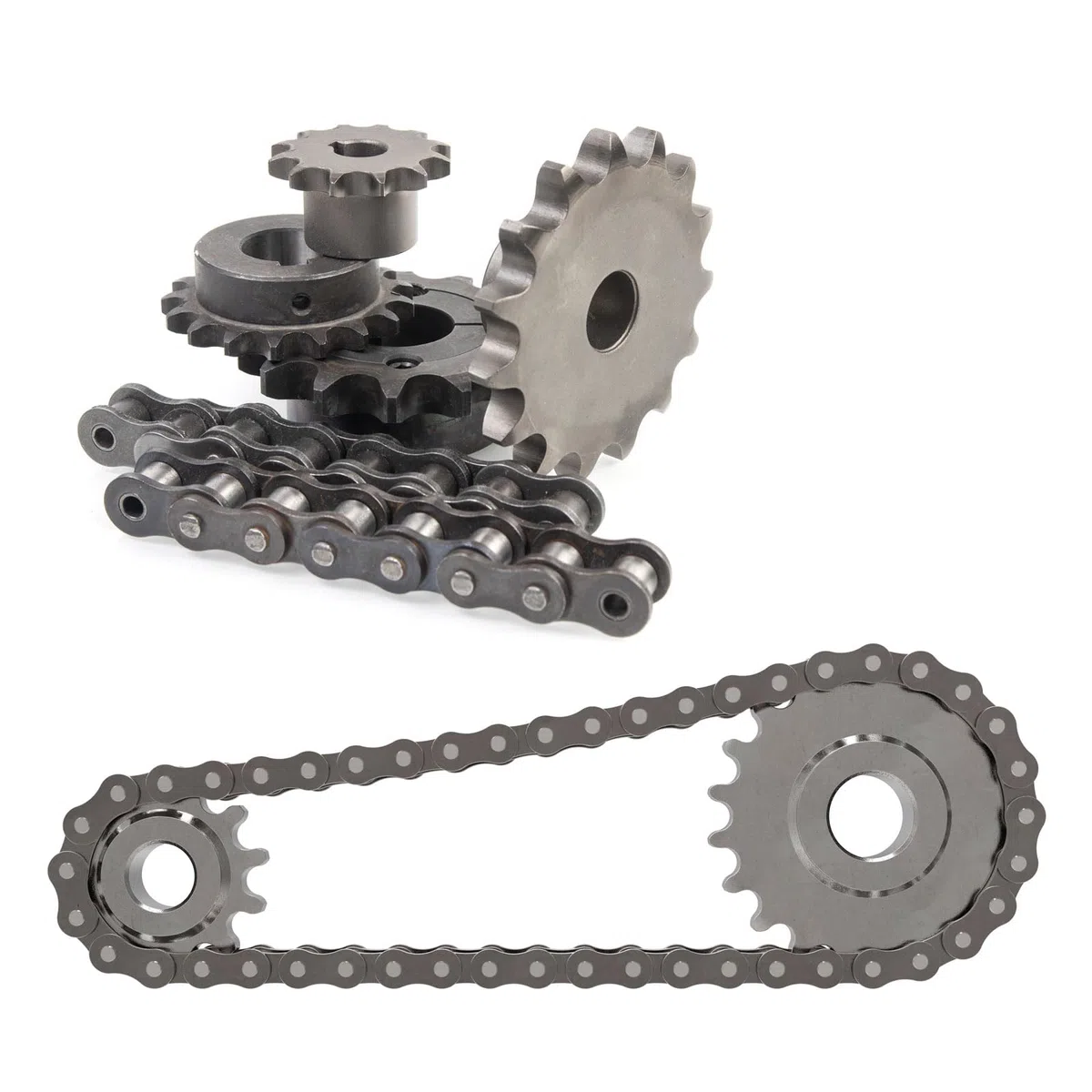 QUARKZMAN 2 Piezas Piñón de Cadena de Rodillo ISO/DIN 06B-1 Tipo B de 14 mm de Diámetro Paso de 3/8" Piñón de Rodillo de una Sola Hilera de Acero A3 Endurecido con 12 Dientes