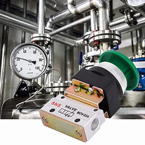 Válvula Mecánica Neumática 2 Posiciones 3 Vías MOV-03A G1/8" PT Interruptor Botón de Hongo para Sistemas Neumáticos Industria Automatización Aire Comprimido Componentes Neumáticos