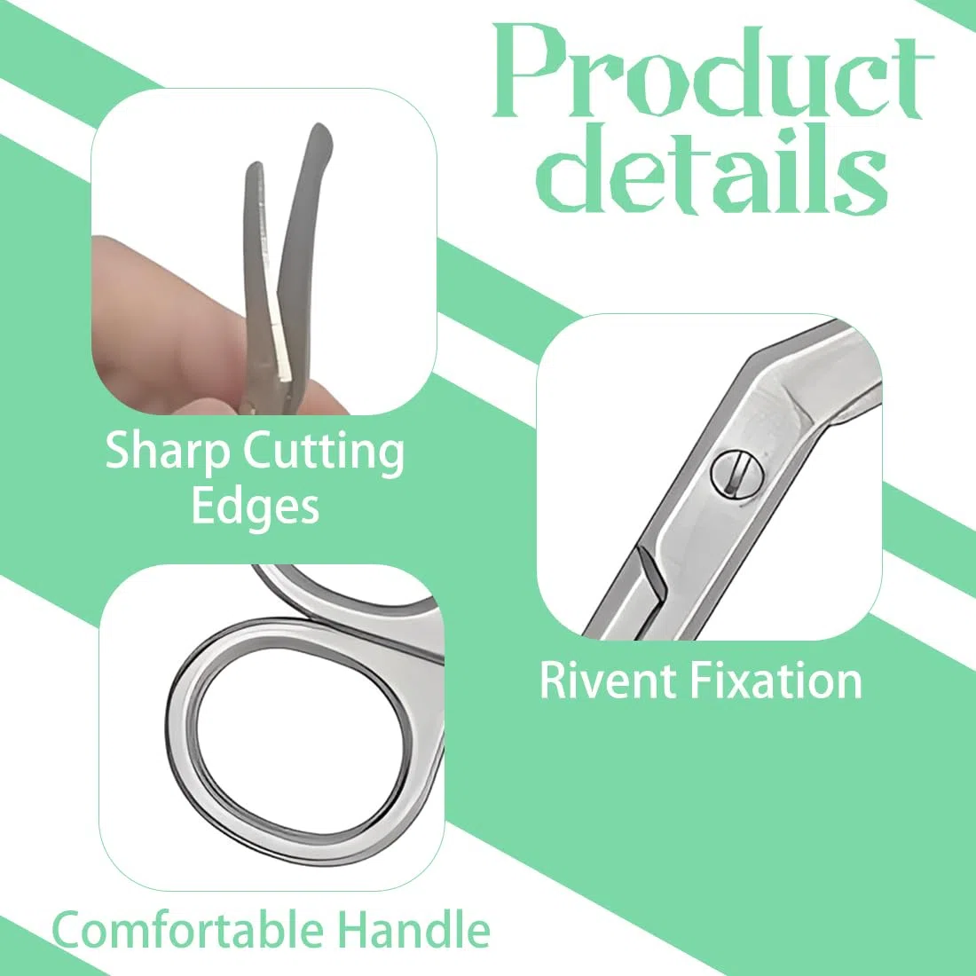 Tijeras Enfermería Para Bolsa De Ostomía, Con Punta Redonda Y Romo Para Cuidado De Colostomía, Acero Inoxidable Color Plata, Longitud 110Mm, 1 Unidad