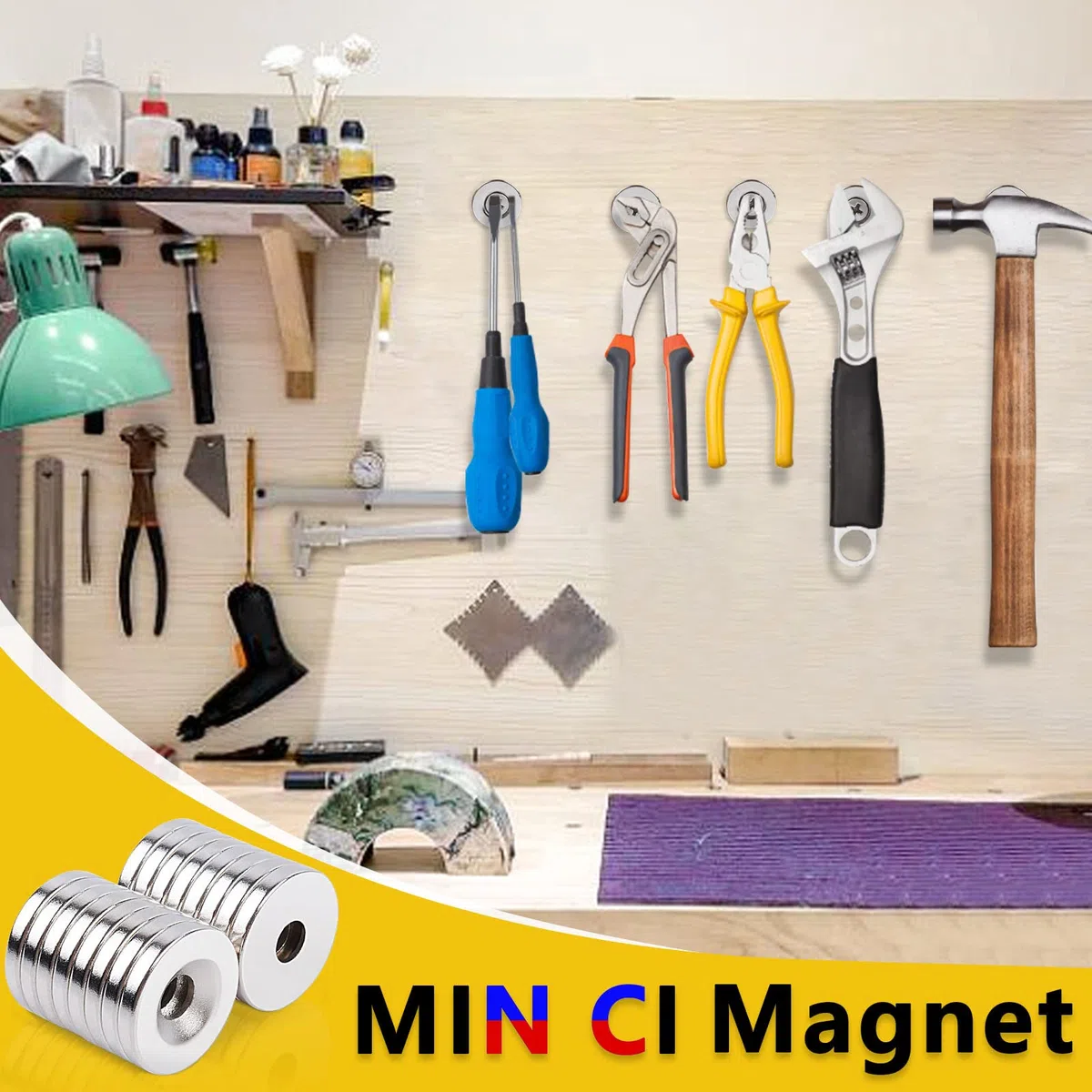 MIN CI 30 pcs Imanes de Neodimio Extra Fuertes, Grandes Imanes con Agujero 8 x 3 mm M3 Tornillos Planos Imán para Pizarra Magnética, Armario de Cocina, Frigorífico y Cabeza Avellanada Imanes