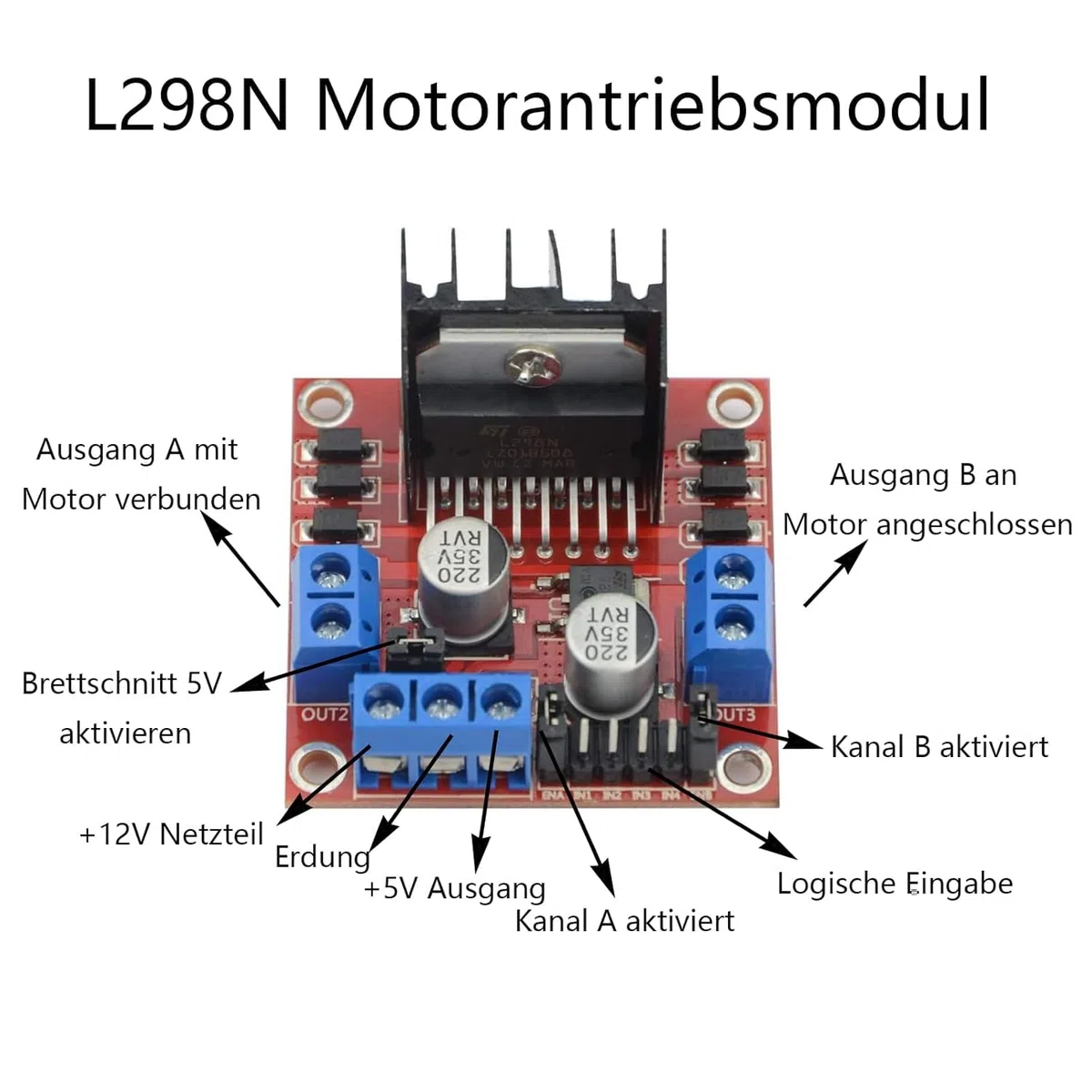 10 unidades L298N Motor Drive Controller Board Módulo Dual H puente DC módulo paso a paso para Arduino