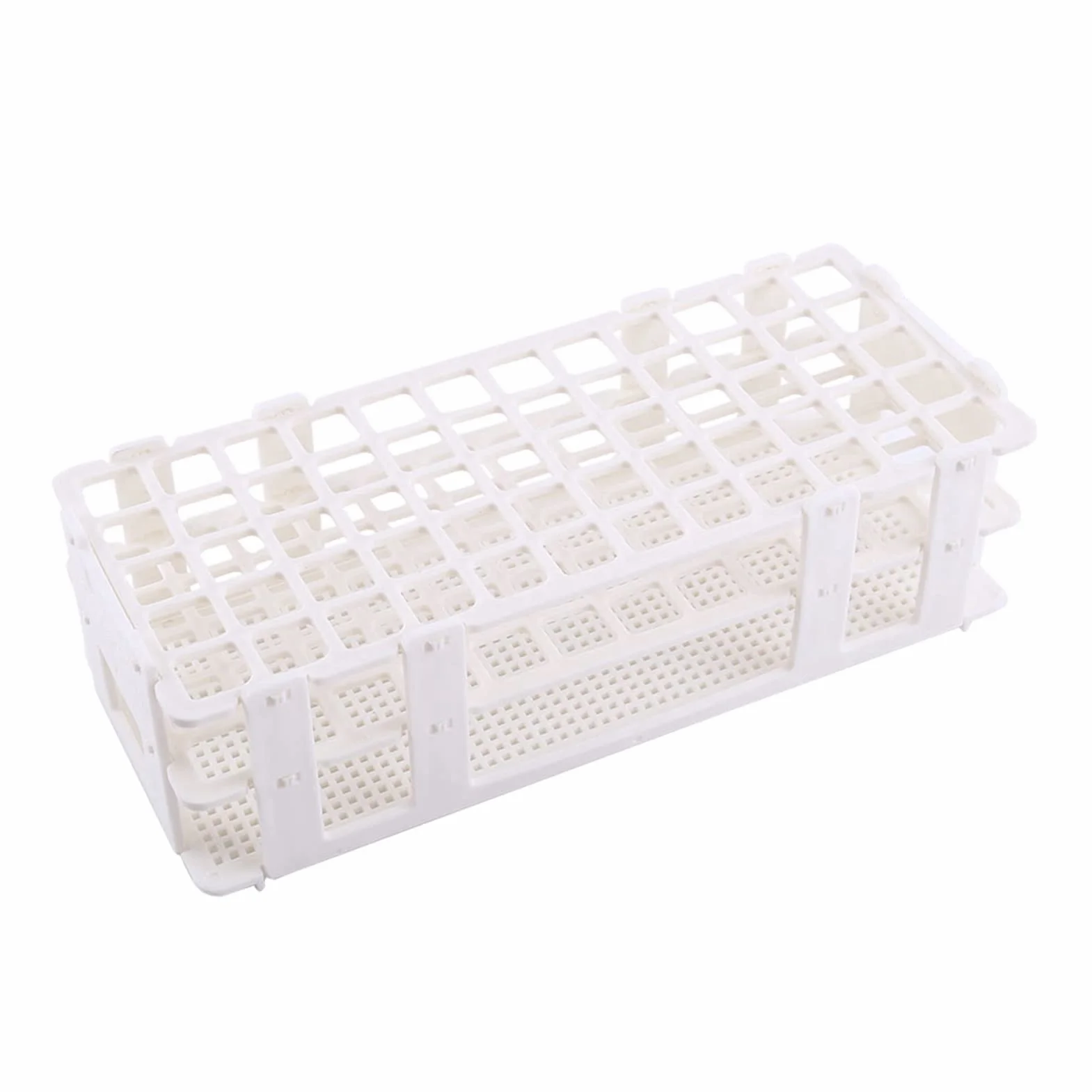 Soporte de Tubo de Ensayo de Plástico 60 Agujeros Tres Capas Soporte de Tubo de Ensayo Desmontable para Tubos de Ensayo de 20 Mm Suministros de Laboratorio Blanco