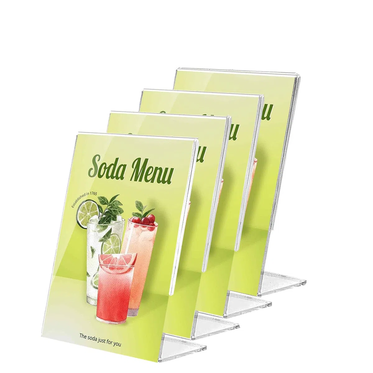 Juego de 4 Expositor Metacrilato Transparente A4 Soporte Acrilico Sobremesa para Carteles Porta Menú Precios Póster Portafotos de Plástico para Hotel, Oficina,Tienda,Restaurante