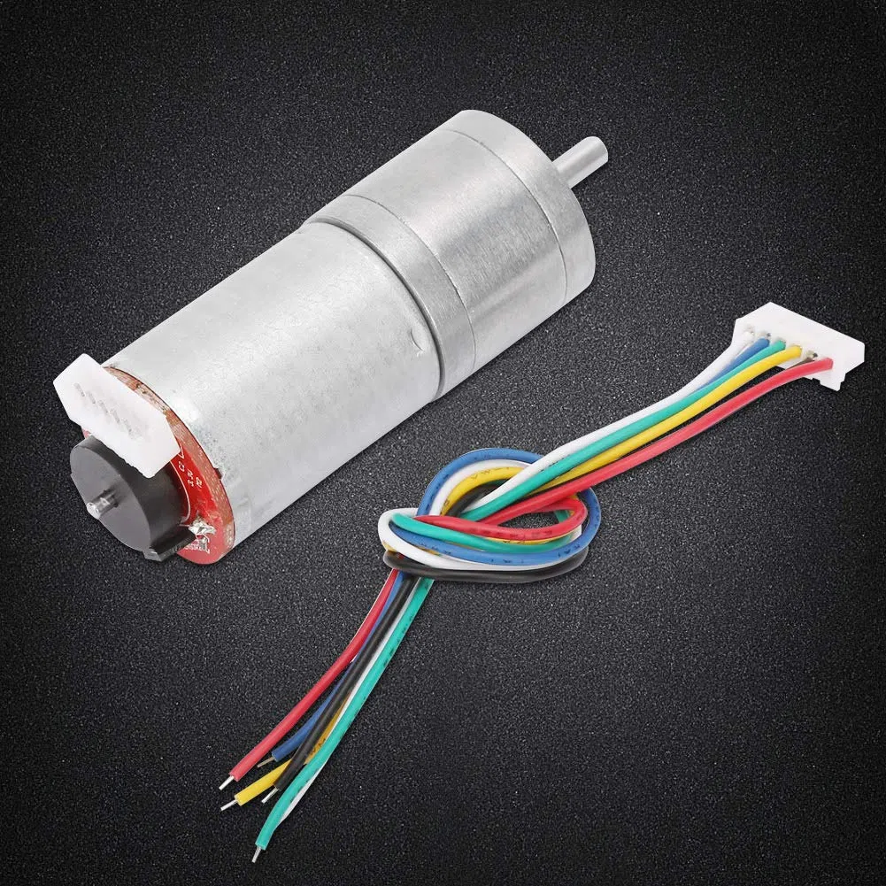 Motor DC 12V 50RPM con Codificador y Reducción de Velocidad para Robots, Coches RC, Proyectos DIY y Automatización Industrial