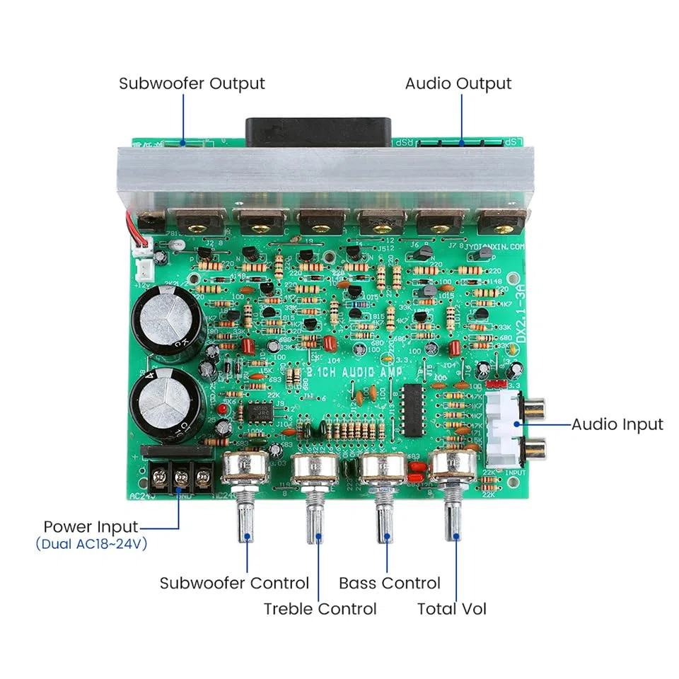 Placa de amplificador audio potencia grande 1 Canal dual graves alta Teatro en casa Suministros DIY AC18V-24V