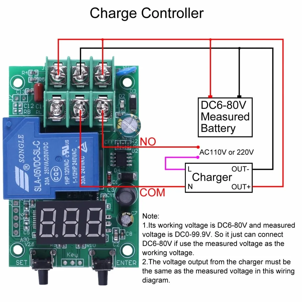 Módulo de monitorización de voltaje con retardo, módulo de monitor de voltaje A30-U1 DC 0-99,9 V, controlador de relé de relé programable, protector de batería