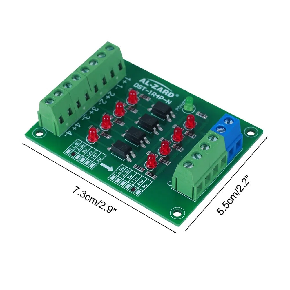 Aislador Optoacoplador de 4 bits, 3.3V a 24V PLC Señal Nivel Voltaje Convertidor Placa Módulo