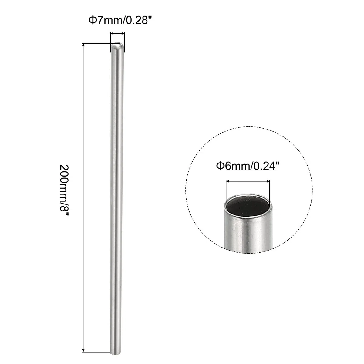 PATIKIL Termopozo Tubería Inmersión Pozo 1/4" ID 9/32" OD 8" 304 Inoxidable Acero para Sin Soldadura Termopozo Elaboración Termómetro 5uds