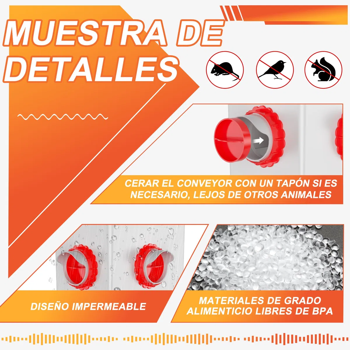 ZenxyHoC Comederos para Gallinas, Comedero Automático para Aves, 6 Puertos DIY Kit de Alimentación por Gravedad para Cubos Barriles Cubetas