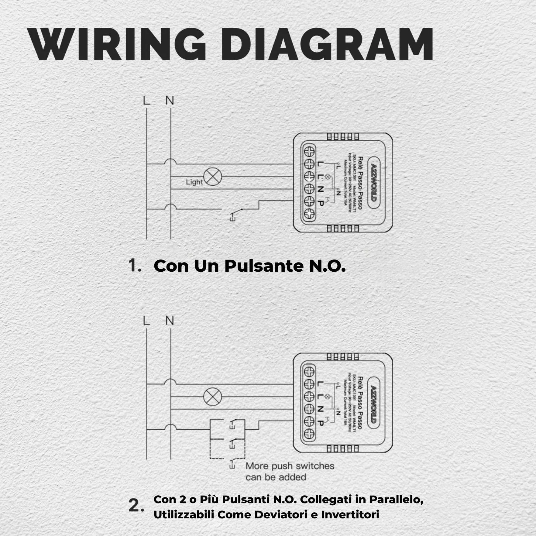 Relé Paso a Paso Electrónico Silencioso 230V 16A, Step Impulse Relay Con Memoria para Iluminación, Encapsulado Compacto 40x40x18mm, IP20, 1 Contacto NA, Controlable desde Múltiples Pulsadores