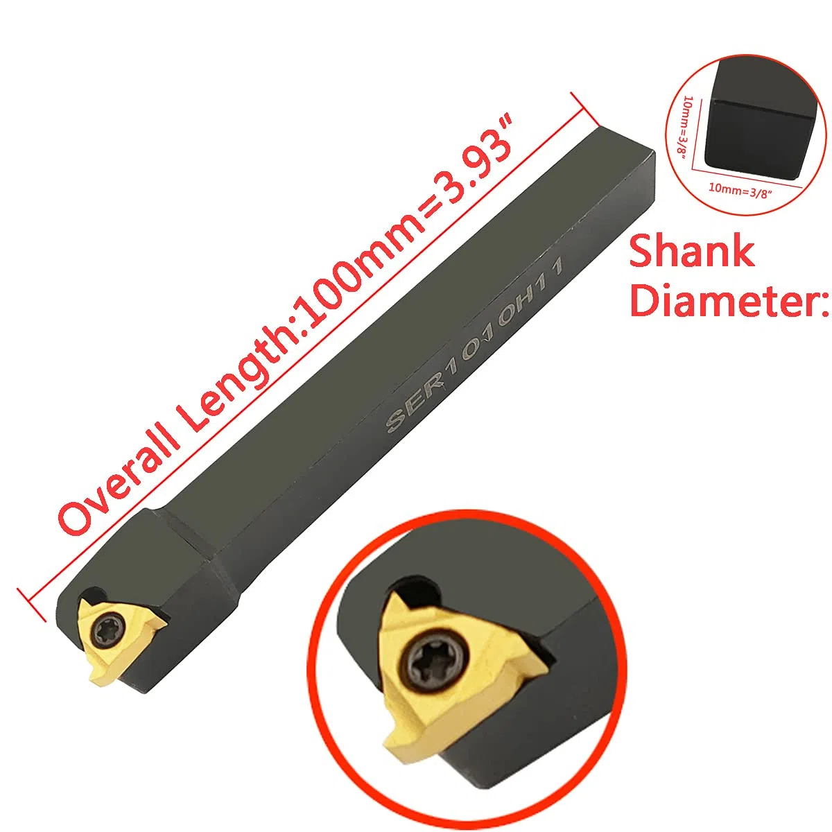 3/8" 1/2" barra de mandrinar SER1010H11+SER1212H11 torno interno roscado titular de herramienta de torneado con 10 piezas 11ER A60 Interno roscado carburo torneado insertos