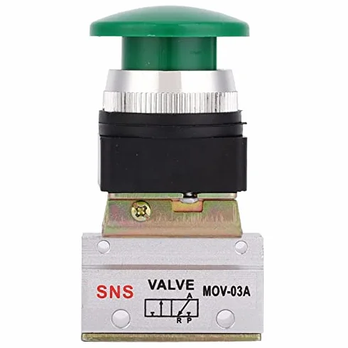 Válvula Mecánica Neumática 2 Posiciones 3 Vías MOV-03A G1/8" PT Interruptor Botón de Hongo para Sistemas Neumáticos Industria Automatización Aire Comprimido Componentes Neumáticos