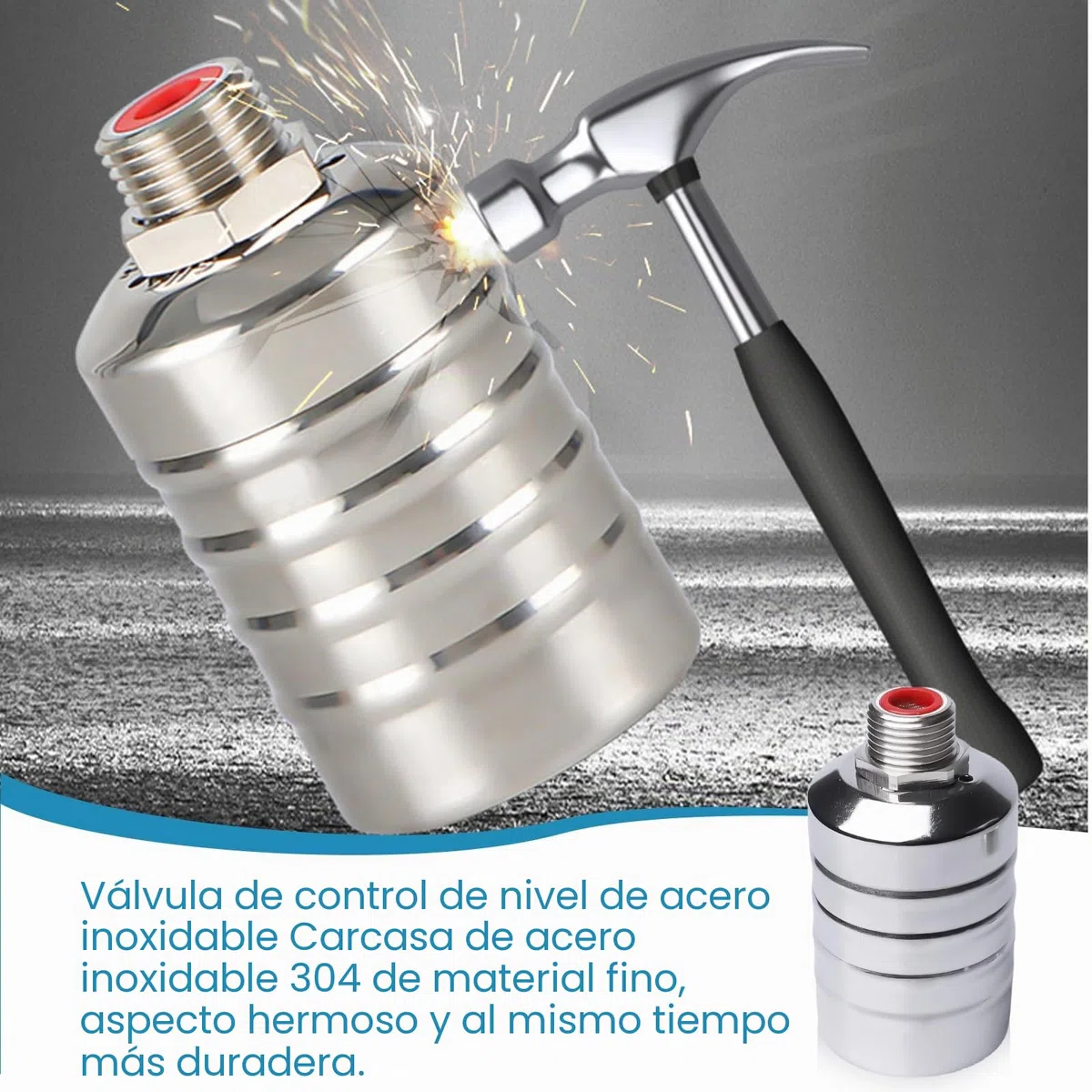 HH247 - Válvula de flotador de acero inoxidable, baja presión de 3/4 pulgadas, control automático de nivel de agua, color plateado