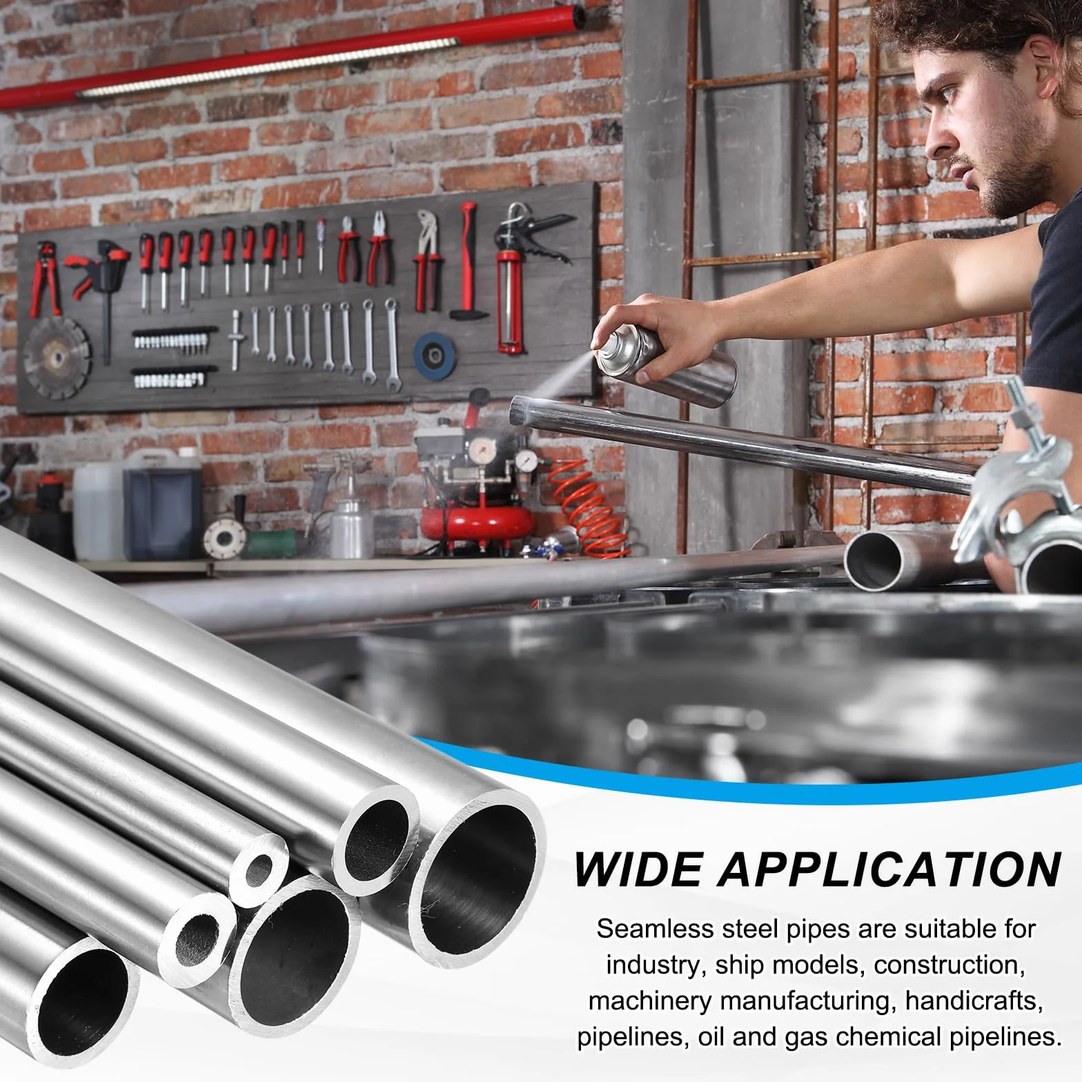 Sourcing Map - Tubo de acero inoxidable 304, 8 mm de diámetro interior, 12 mm de diámetro exterior, 250 mm de longitud, tubo capilar de metal de acero redondo sin costuras y recto para proyectos de