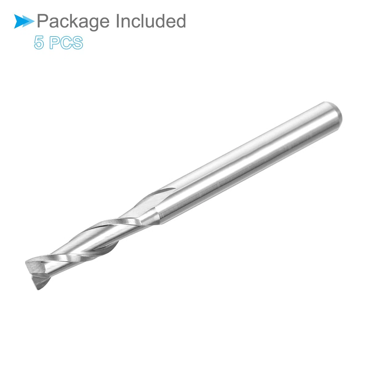 Fresas de Extremo En Espiral Vástago de 1/8" 3mm x 12mm Carburo Sólido de 2 Flautas para Fresadoras CNC - (Uso: para Contrachapado Madera Plástico) 5 Piezas