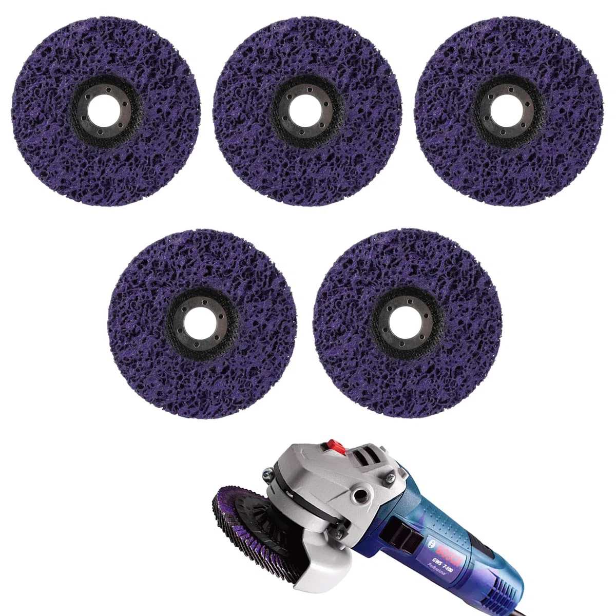 5 Piezas Discos de Limpieza Gruesos 125 mm Discos de Limpieza Abrasivos para Amoladora Angular Eliminacion de Oxido Pintura Descamacion en Metal Madera Piedra y Cemento (Morado)