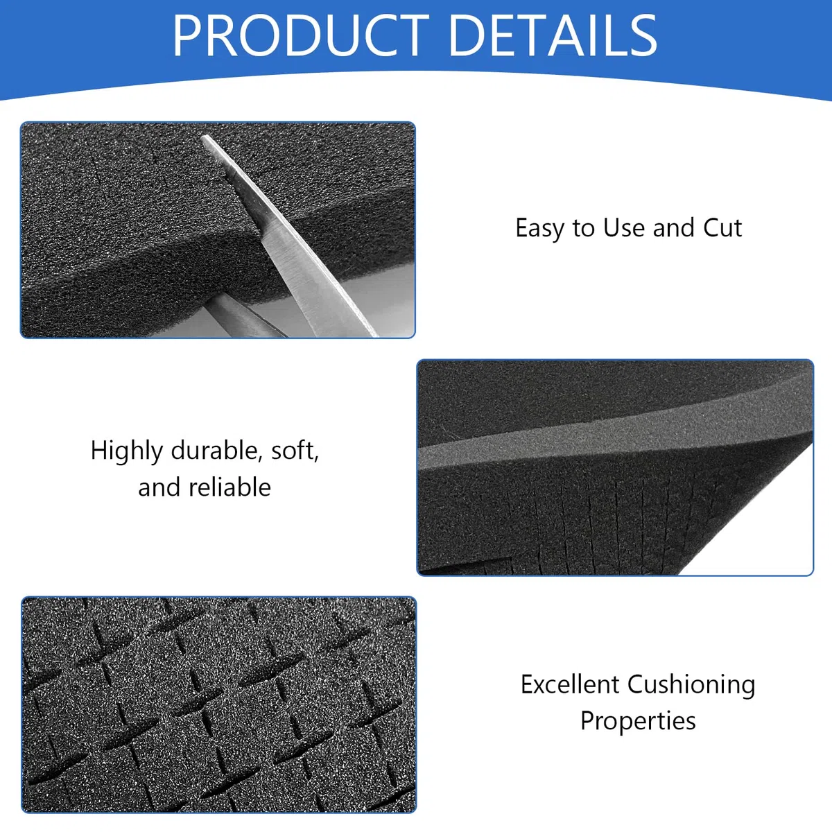Espuma Cuadriculada 400x300x25mm | Lote de 4 Alta Densidad 50D para Caja Herramientas & Maletín Cámara | Corte Preciso como Insert para Miniaturas & Herramientas