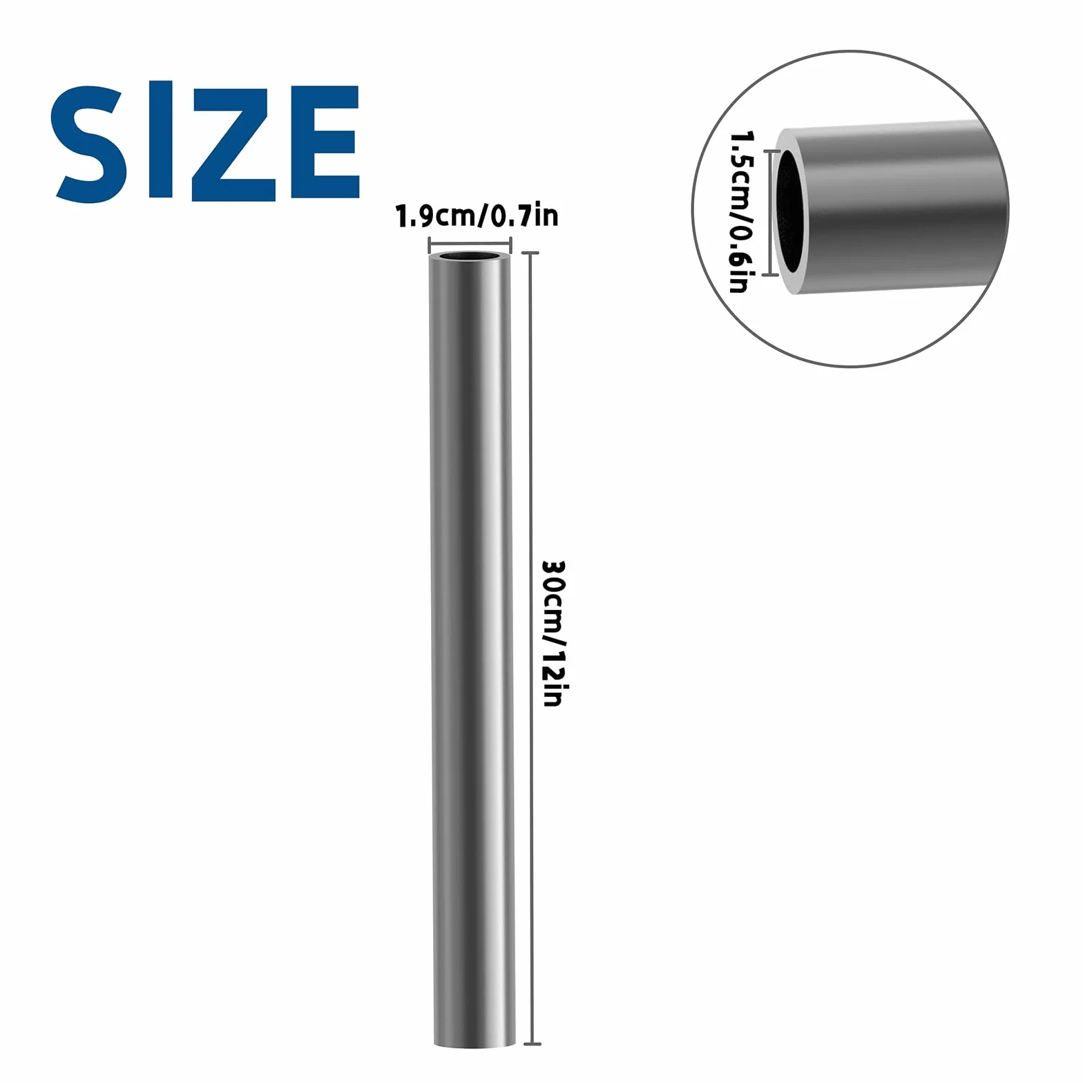 2 piezas Tubo de acero inoxidable 19mm OD,15mm ID, longitud de 300 mm para aplicaciones industriales automotrices