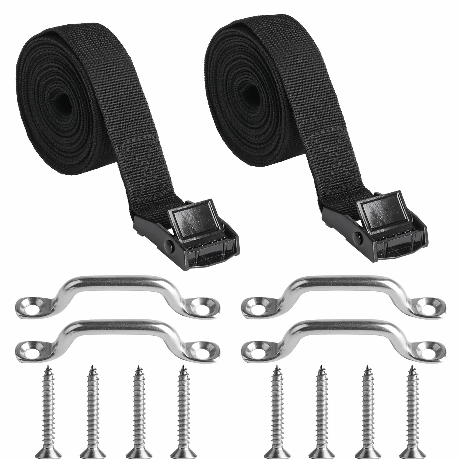 Juego de 2 correas de caja de batería de 118 pulgadas/10 pies, soporte de acero inoxidable y tornillos para barco, coche