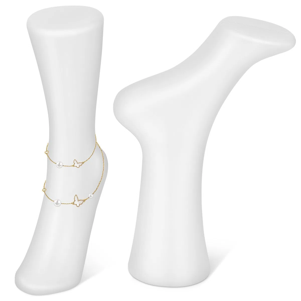 Maniquí Lisa Modelo de Plástico de Blanco Pie de Femenino 2 Realista Exhibición Soporte Estable Superficie Pack Piezas para Calcetines y Tobilleras Adecuado para Tiendas