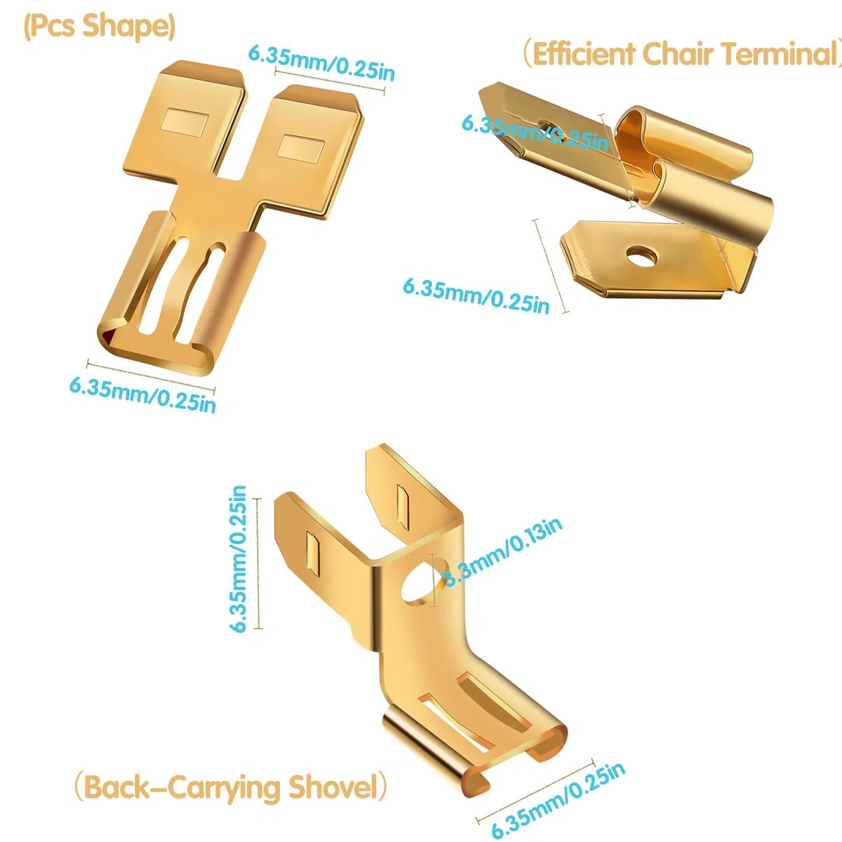 48 piezas Conector de pala hembra, conector de pala doble, conector de pala Piggyback de 16 piezas cada uno, adaptador de desconexión rápida de terminal de silla, conectores de pala Piggyback