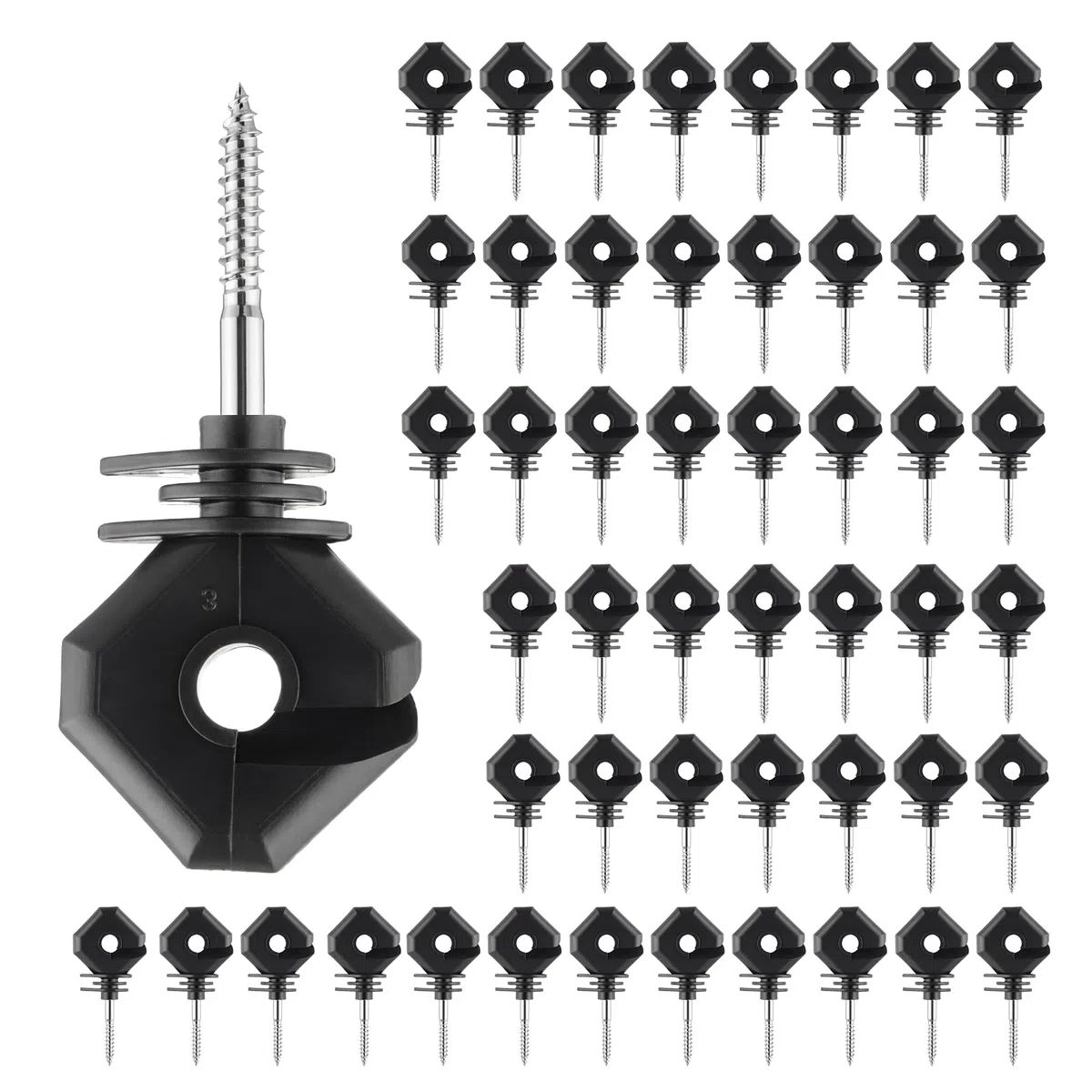 50 Piezas Aisladores para Cerca Eléctrica para Postes de Madera, Aislantes Cuadrados para Alambre, Cuerda y Cuerda Poly