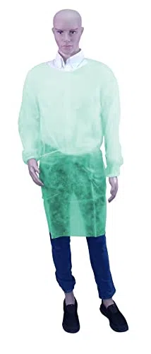 Bata verde protección médica desechable. Pack de 10 Unid.
