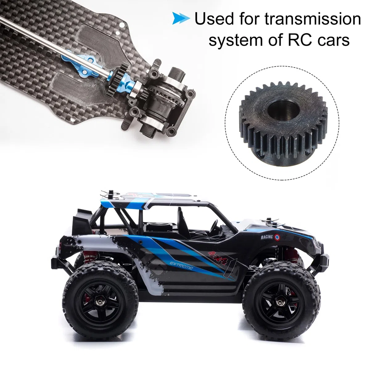 sourcing map 1Mod 32T Piñón Engranaje 12mm Diámetro Endurecido Acero Motor Cremallera Espolón Engranaje con Paso para RC Coche Camión Buggy Engranaje