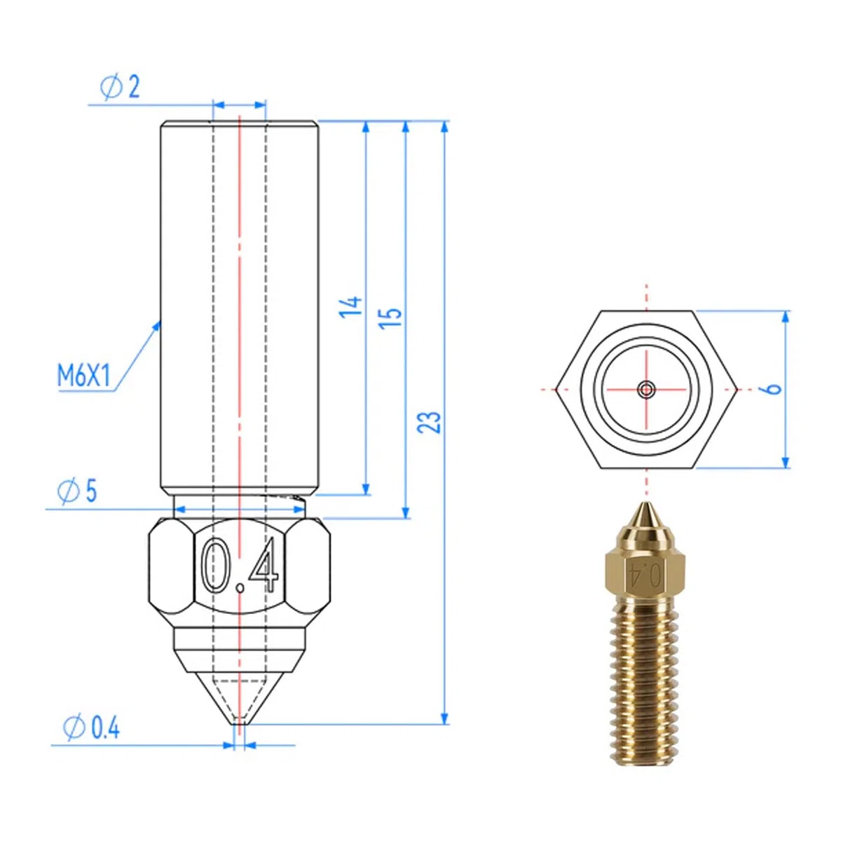 KOYOFEI 12 boquillas de latón para K1 Max, 3D Printer Parts, 6 piezas de 0,4 mm, 3 boquillas de latón de 0,6 mm, 0,8 mm de alta velocidad para Creality K1, Ender 3 V3 KE, CR-10 SE