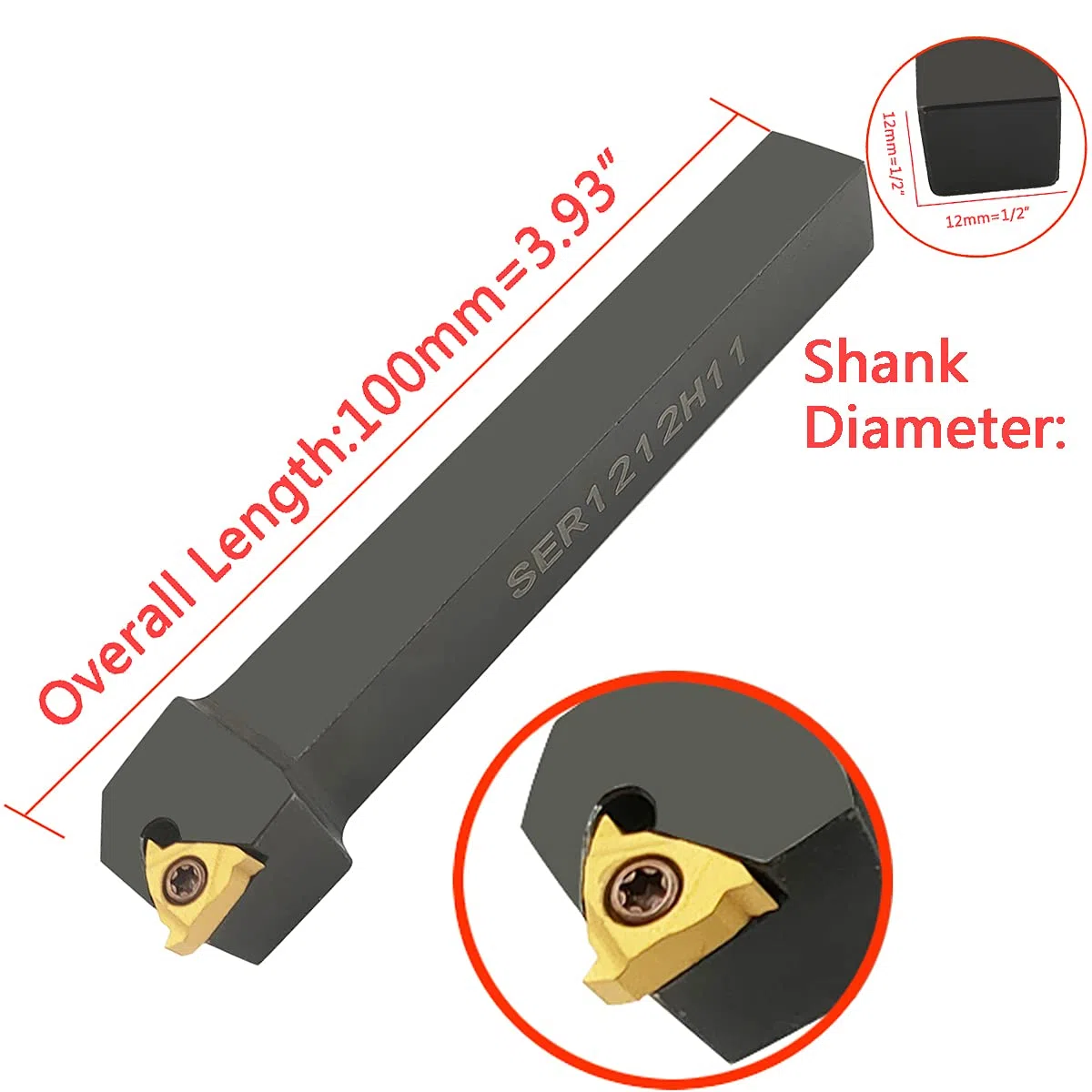 3/8" 1/2" barra de mandrinar SER1010H11+SER1212H11 torno interno roscado titular de herramienta de torneado con 10 piezas 11ER A60 Interno roscado carburo torneado insertos