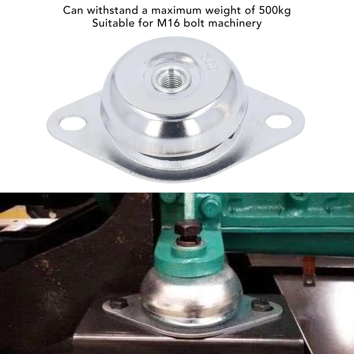 Almohadilla Antivibración Del Generador, Acero Inoxidable y Caucho, Aislador de Vibración Del Amortiguador de Choque de Capacidad de Carga de 500kg para Grupo Electrógeno Mecánico M16