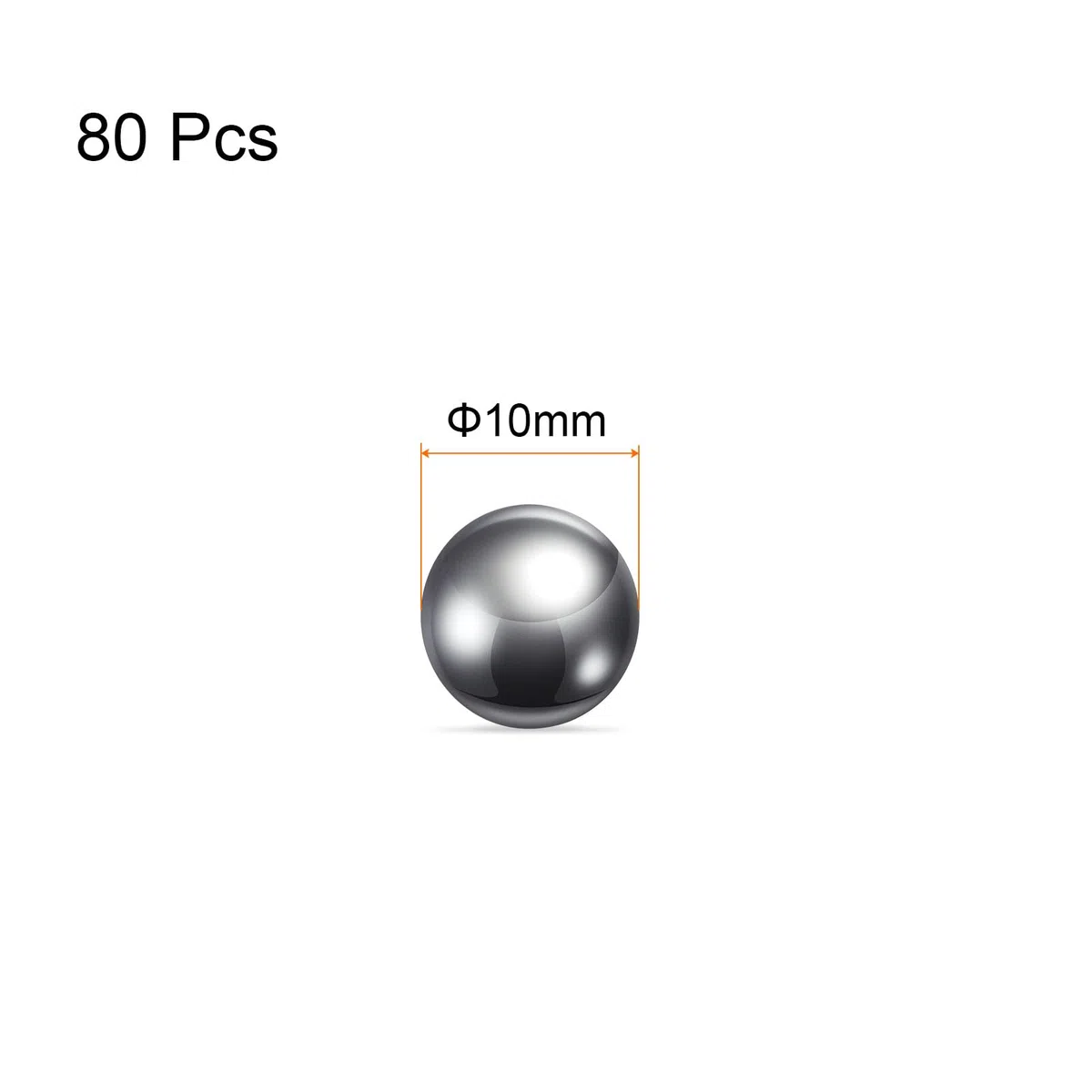 sourcing map 80uds Precisión Bolas 10mm Diámetro G10 Cromo Acero Bolas para Rodamientos, Plata