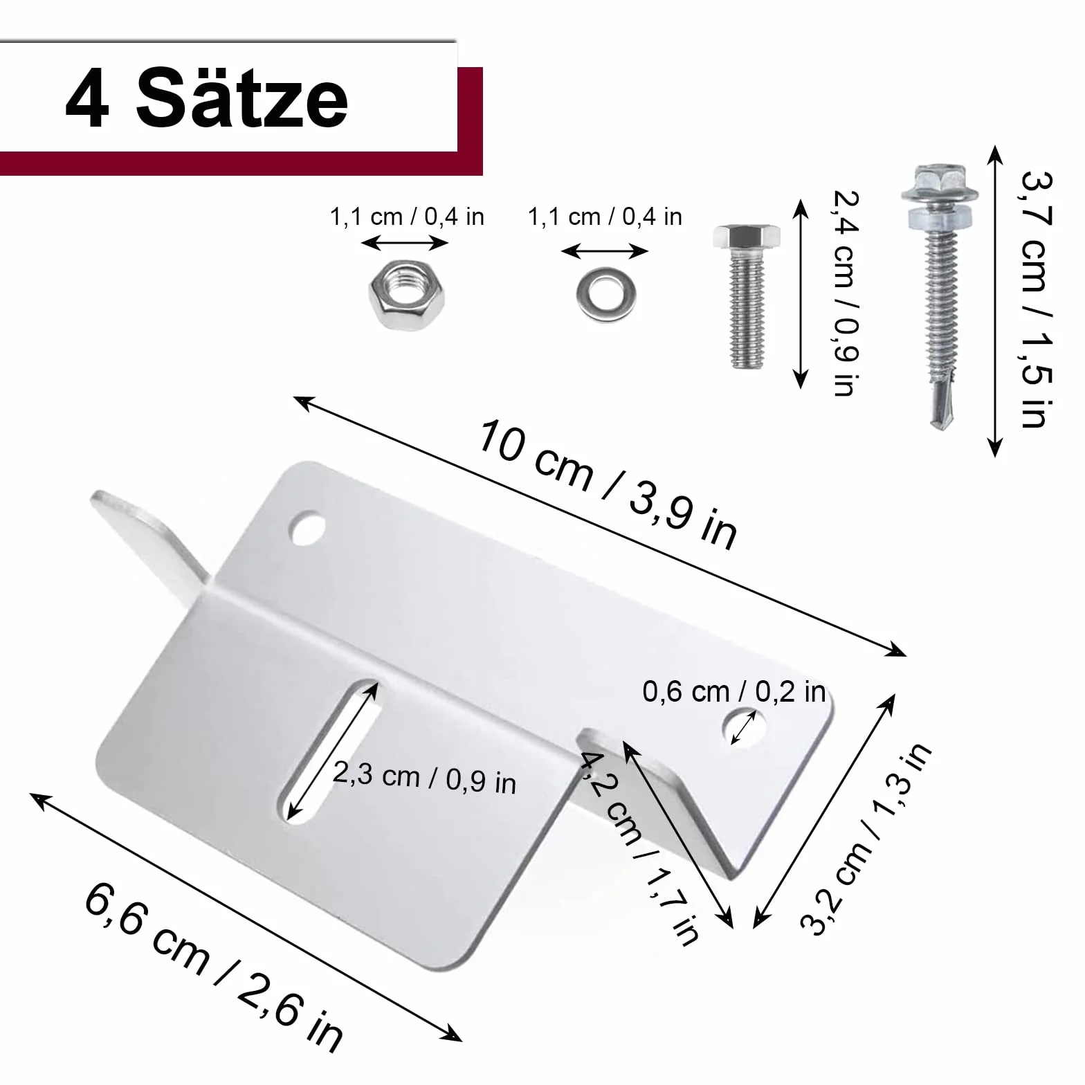 Juego de 8 soportes de panel solar de ángulo Z - Soporte de panel solar con tuercas y tornillos - Montaje en techo - para caravanas, paredes, barcos, techos