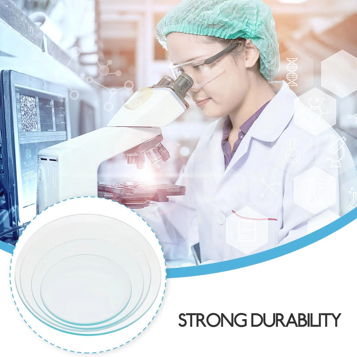SHINEOFI 4 Tapas de Vaso de Precipitados Multifuncional de Vidrio para Laboratorio Vidrio Transparente de Alta Resistencia y Apto para Uso en Laboratorio Escolar