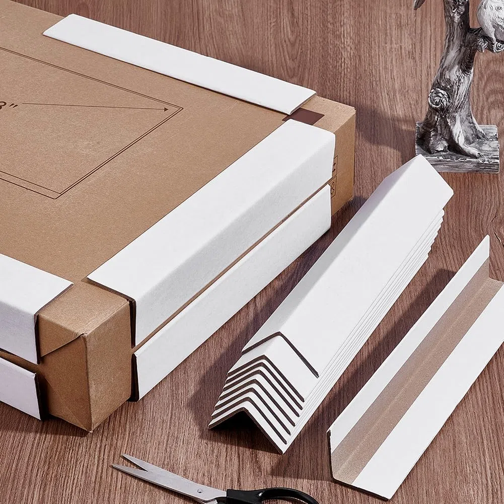 PH PandaHall 20 protectores de bordes de cartón de 2 x 2 x 12 pulgadas, protectores de esquina reforzados con tablero en V blanco para esquinas de pared móviles