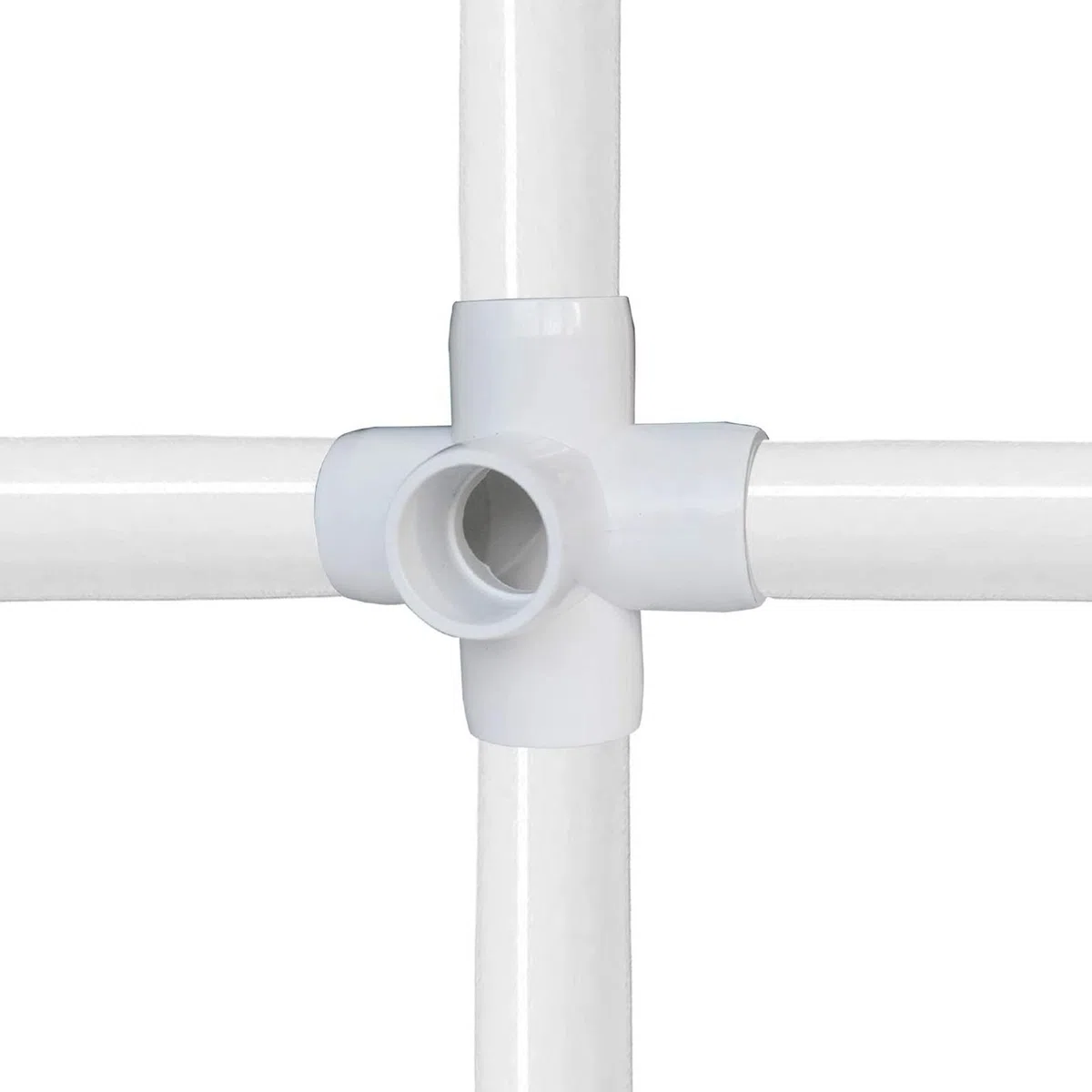 Conectores de PVC, Set de 10 Codos de 6 Vías, Accesorios para Tubería de Plástico, 20 mm Diámetro Interior, Color Blanco, para Estructuras y Recintos