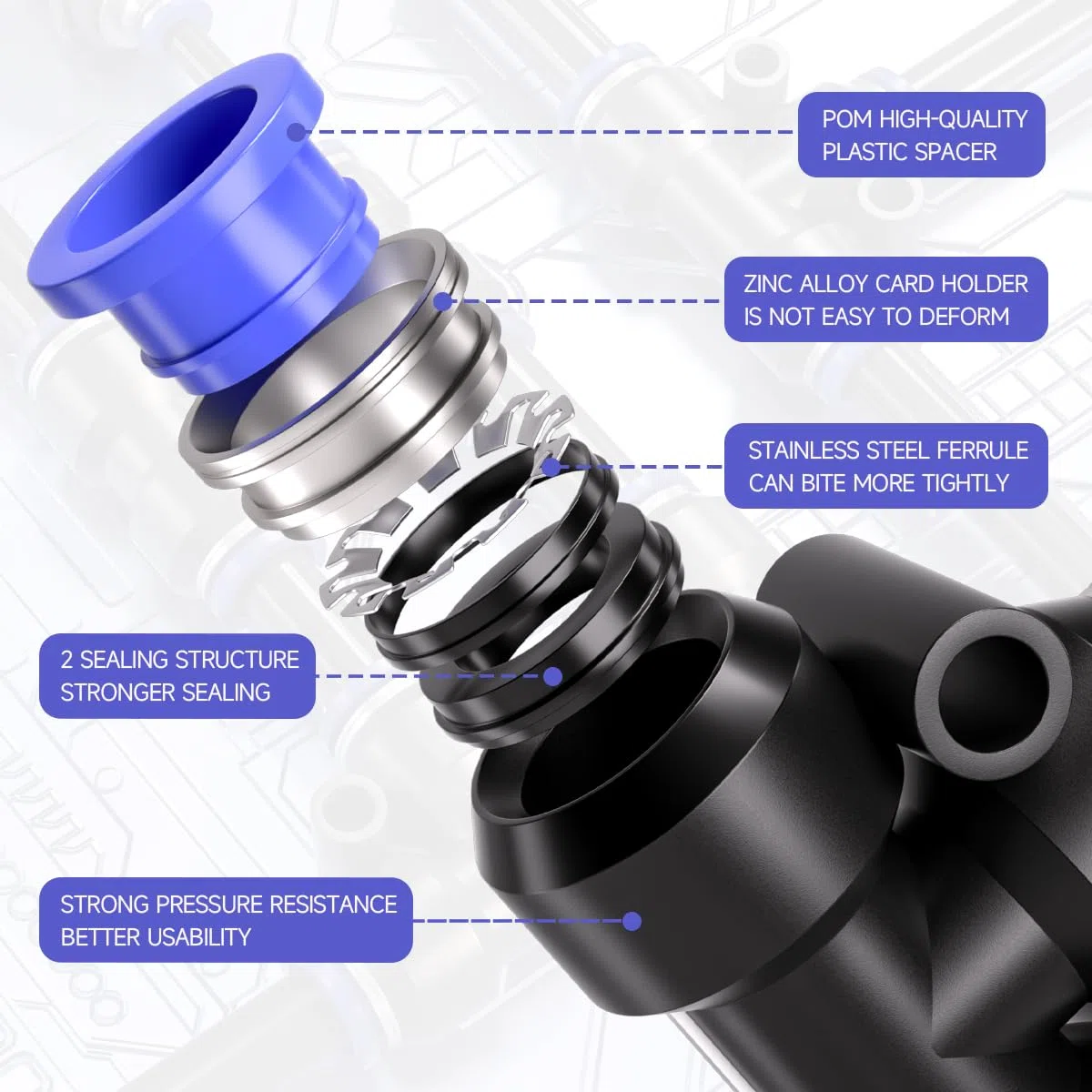 Bwintech 12 piezas de 10 mm 3 vías Tee Push in Connect ajuste neumático, adaptador de línea de aire PE de liberación rápida de plástico de 3 vías