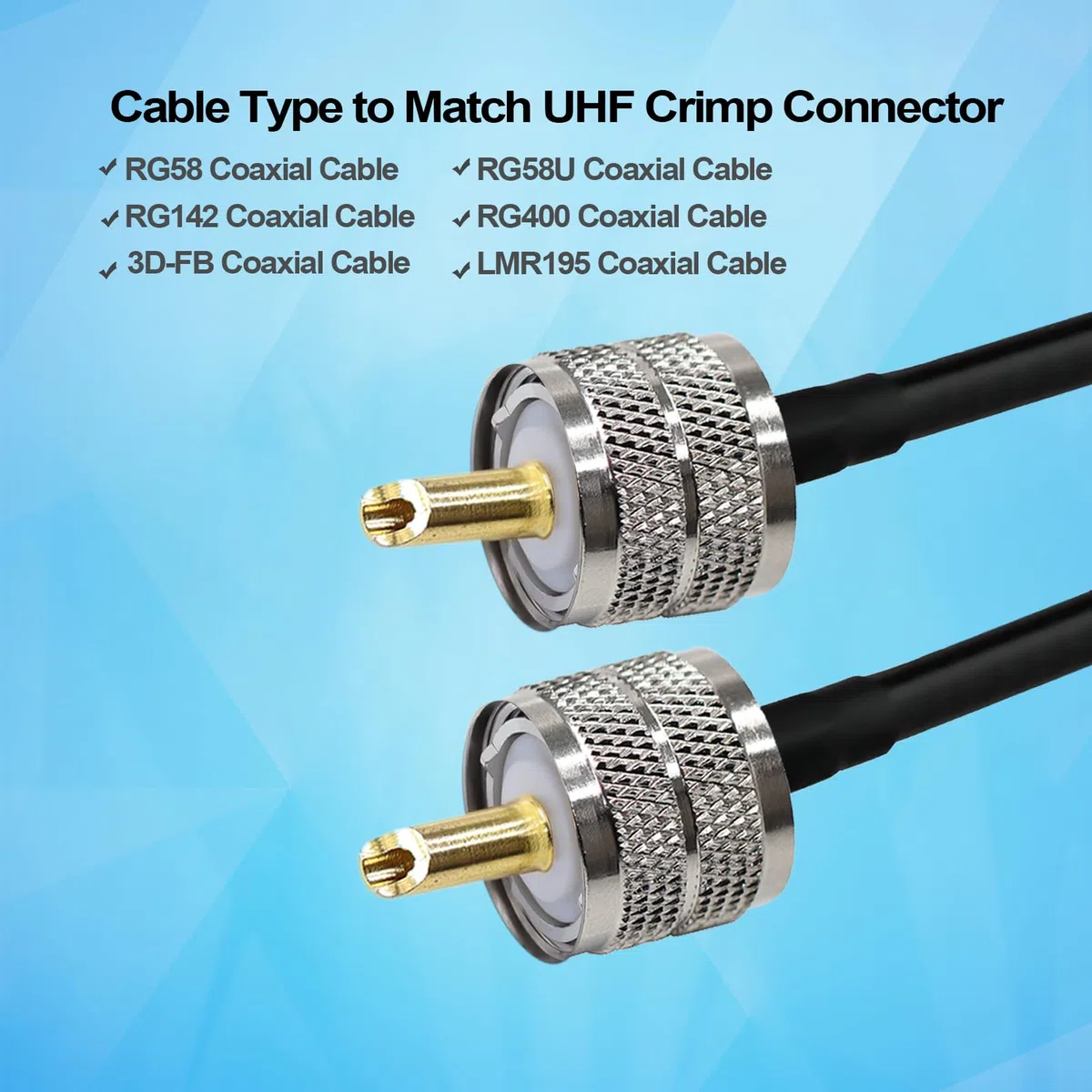 TUOLNK SO239 Conector Paquete de 10 PL259 Enchufe Macho Adaptador Coaxial Crimp SO239 PL-259 Conector RF para RG58 RG142 Compatible con Antena de Radio CB Ham