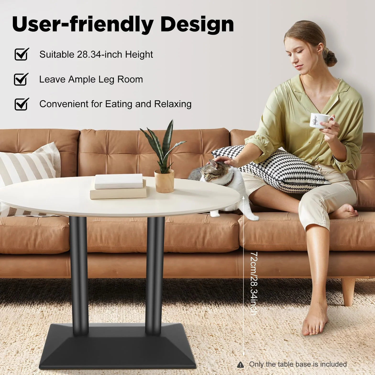 Múnich - Base para mesa (metal, altura 72 cm, base de 70 x 40 cm), color negro
