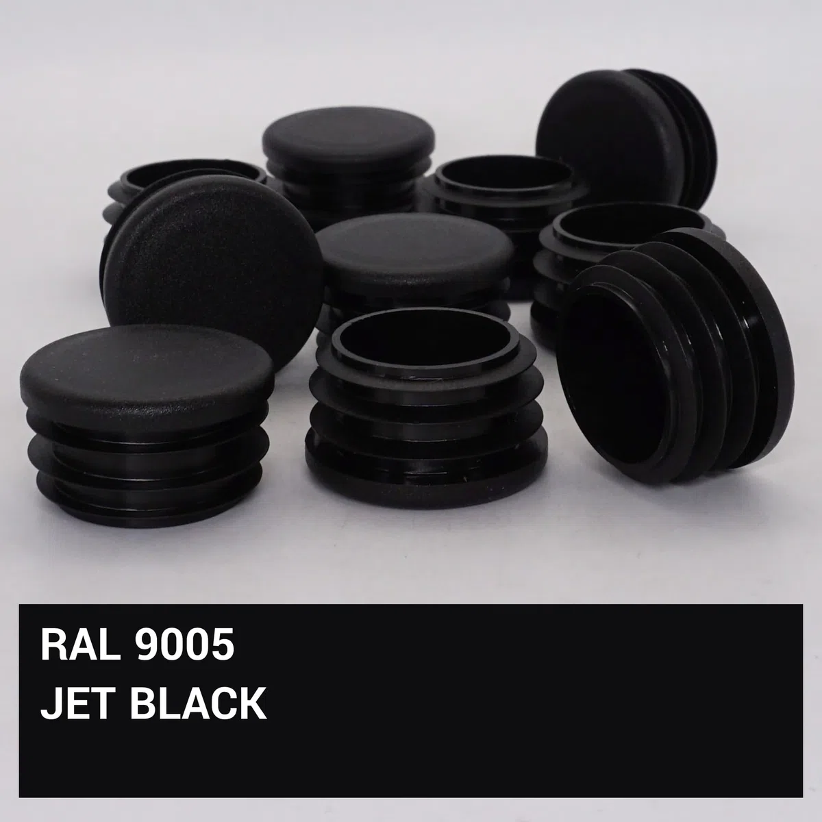 SKIR'CO (40 piezas) Insertos de tubo redondos de 40 mm, tapones de poste de valla, tapas de extremo de tubo de plástico negro, tapones de tubería, negro RAL 9005